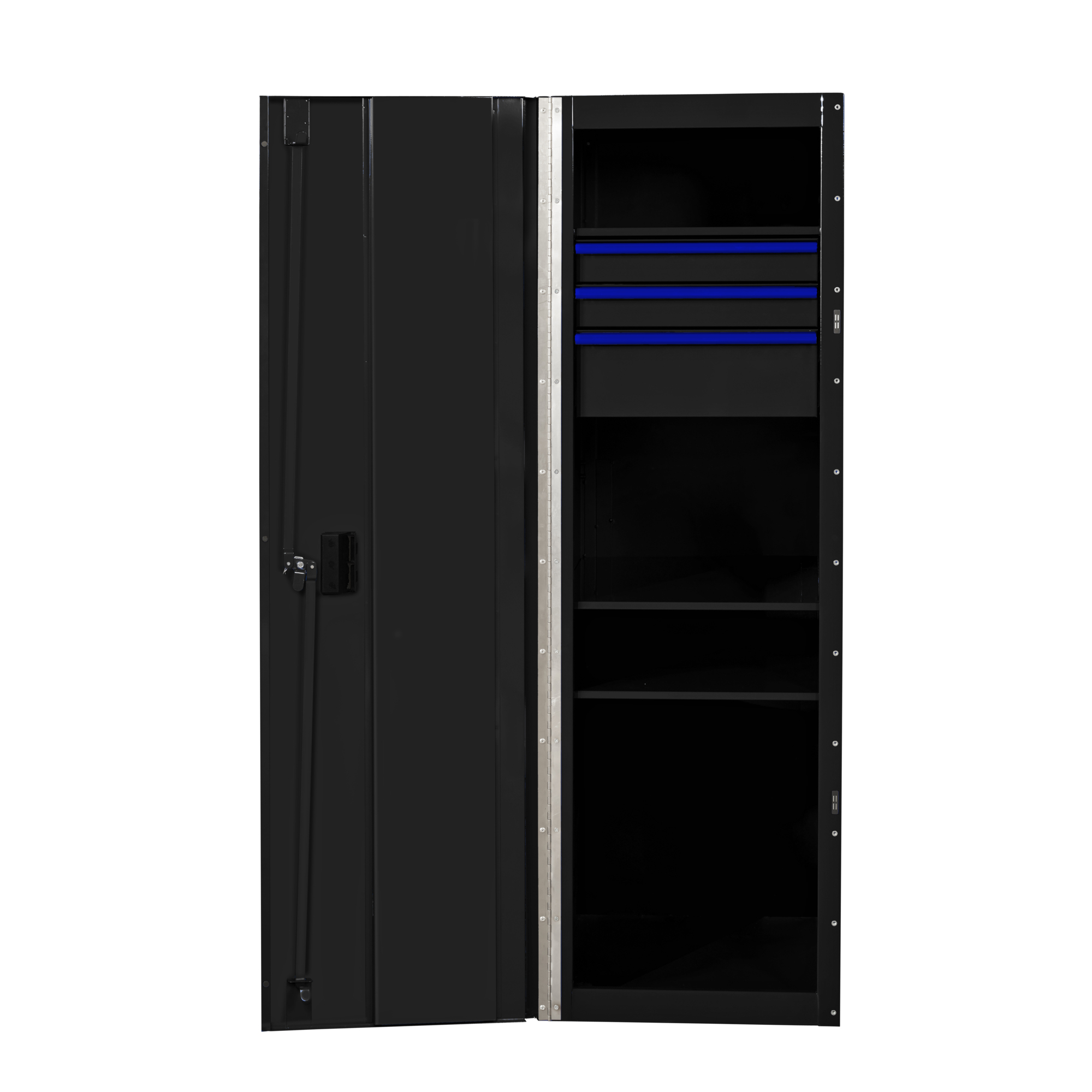 Extreme Tools RX Professional Side Locker - 19in.W x 25in.D x 61in.H, 3 Drawers, 3 Shelves, Black/Blue, Model# RX192503SLBKBU-X